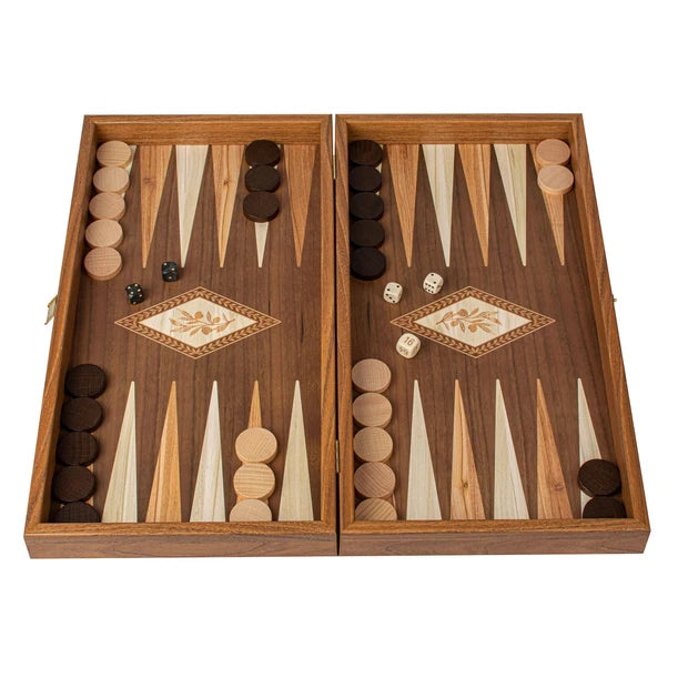 Handcrafted Olive Branch Design Backgammon Set - Classic Design and Quality Materials