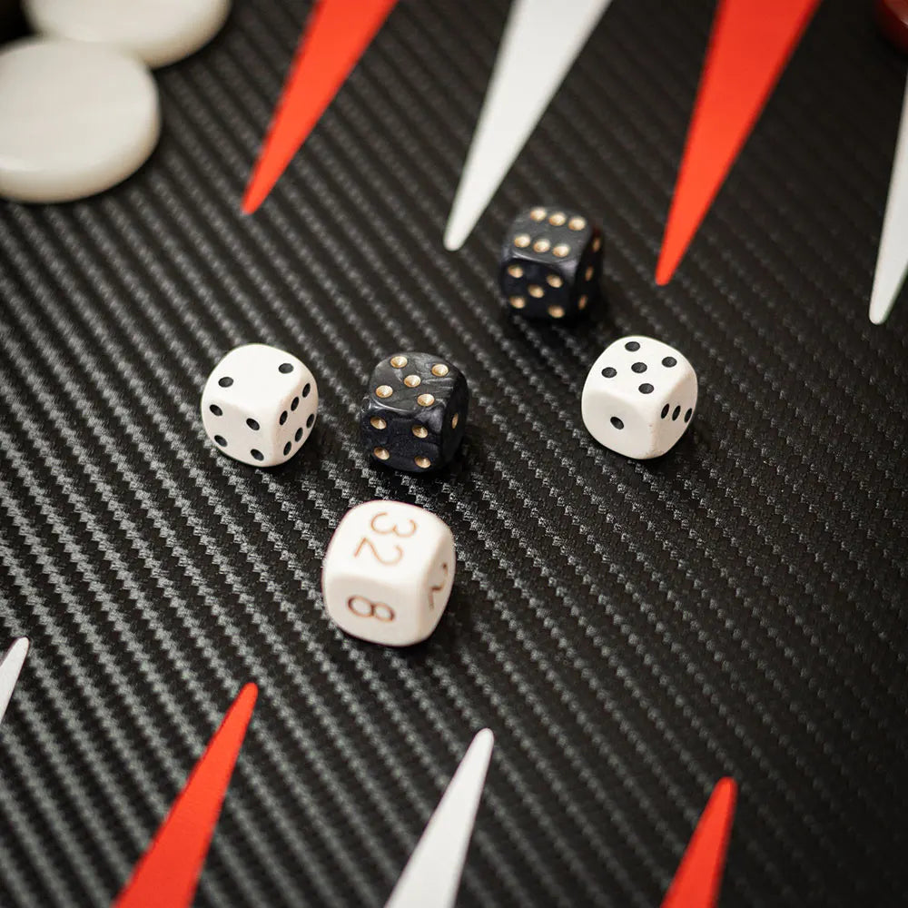 Handmade Classic Black & Red Inlaid Carbon Fiber Backgammon