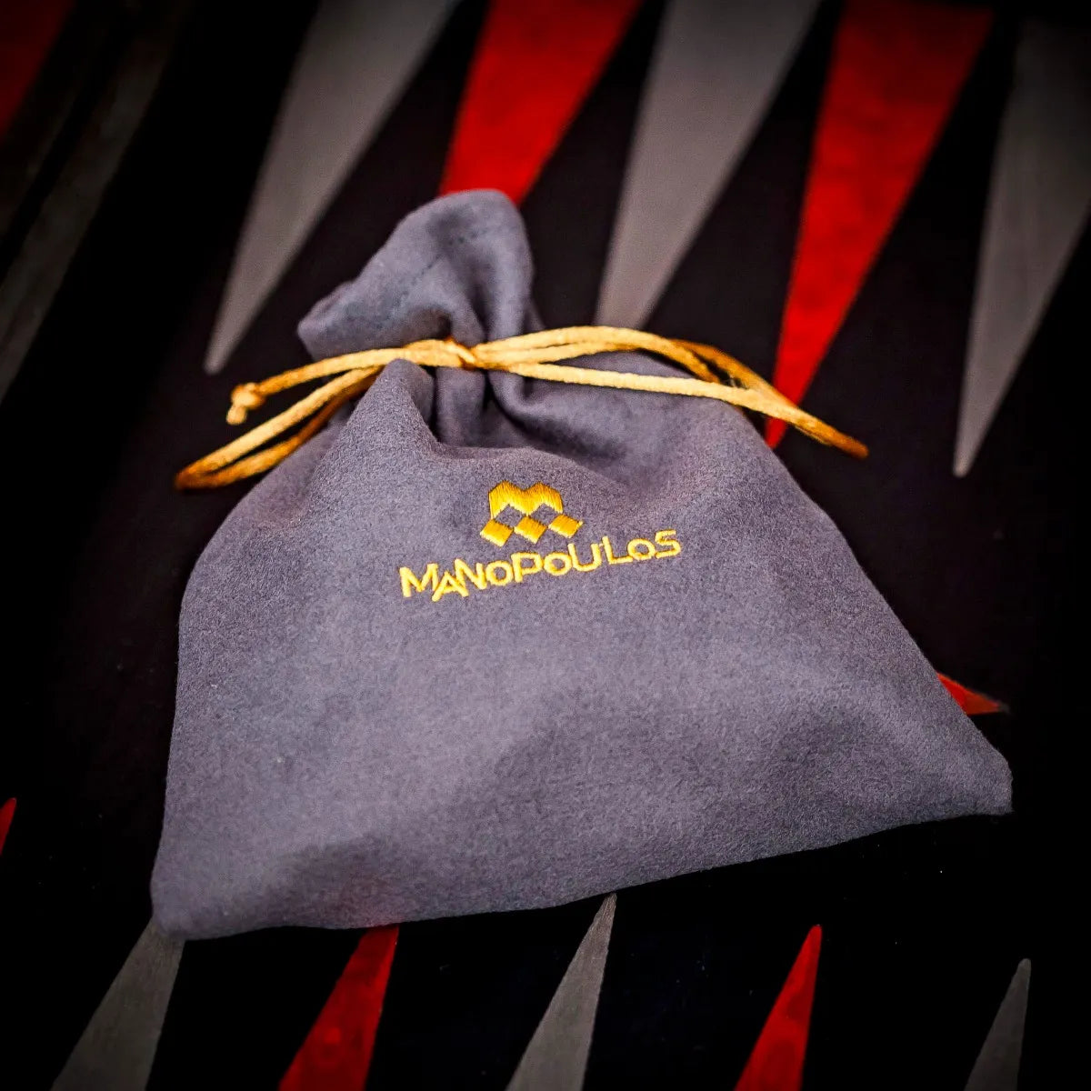 Handmade Black Oak With Silver Stripes Inlaid Backgammon With Red Burl & Grey Points