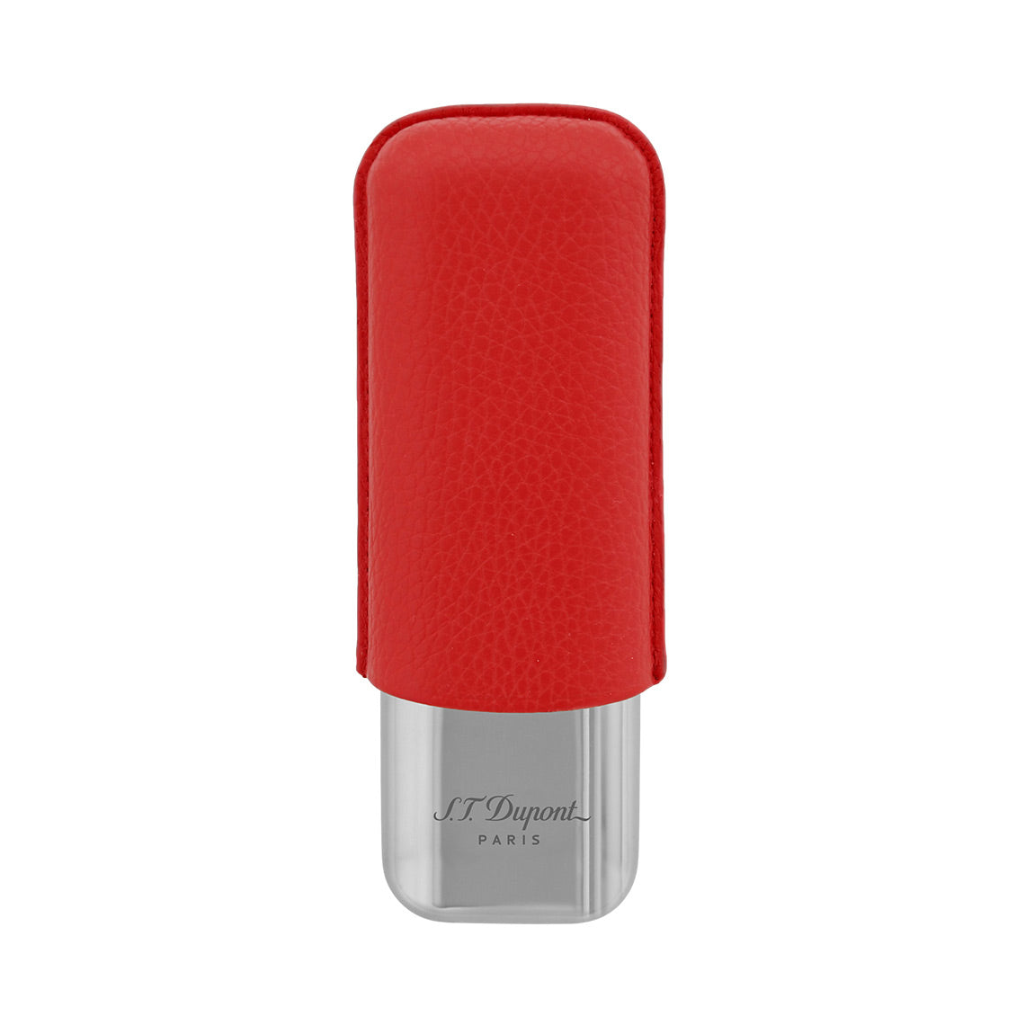 Red Grained And Chrome Double Cigar Case