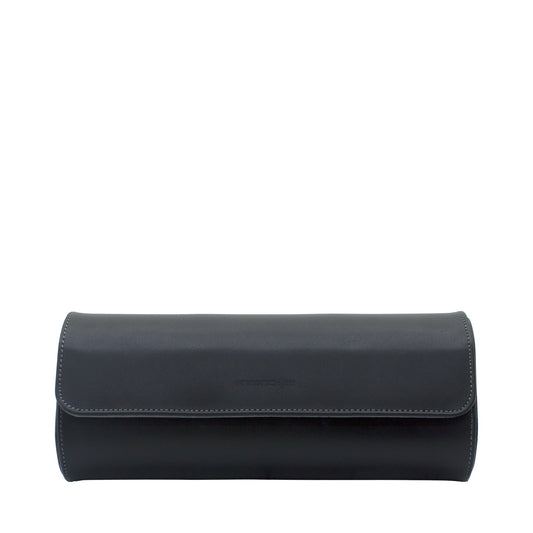 Watch Roll For 3 Watches Infinity Top Grain Leather Black