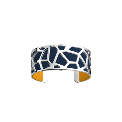Girafe Bracelet Silver Finish Leather - Yellow & Navy