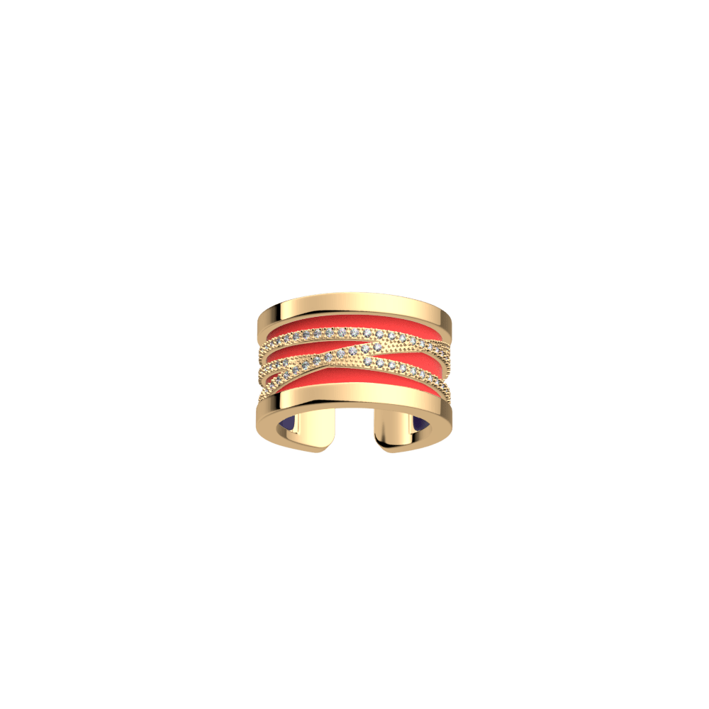 Liens Ring, Gold finish, Coral / Navy Blue