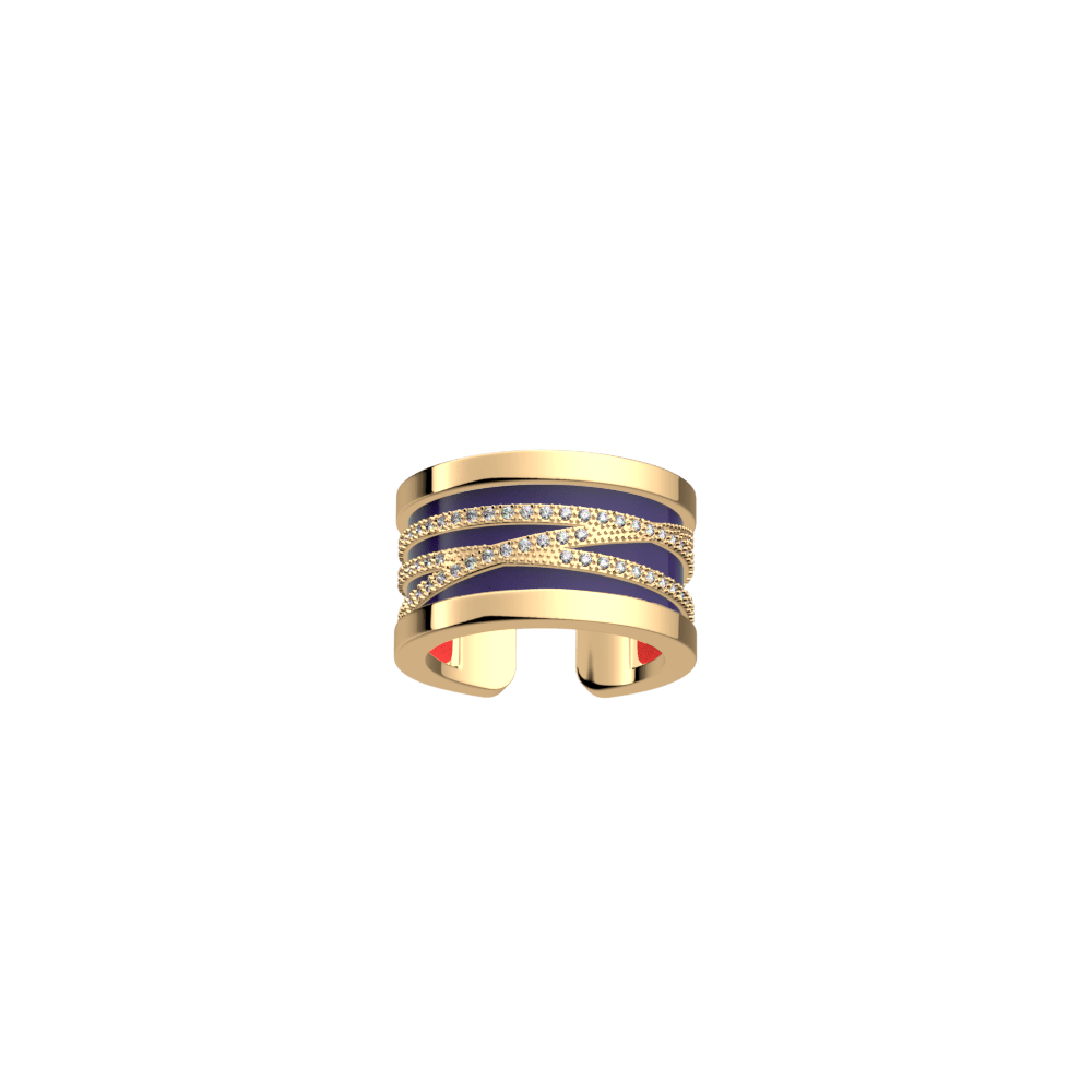 Liens Ring, Gold finish, Coral / Navy Blue