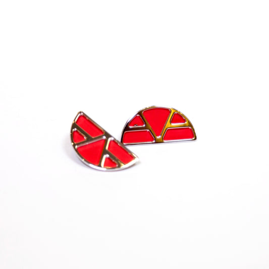Ibiza Brass Gold Finish-Leather Black Glitter Red Earrings