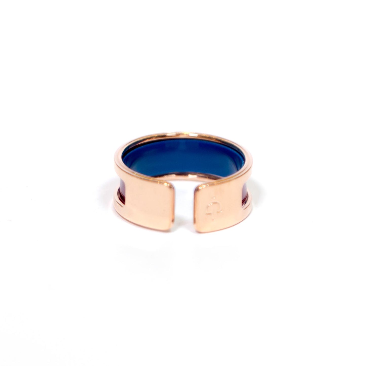 Ibiza Small Size Rose Gold Leather Denim Blue Burgundy Ring