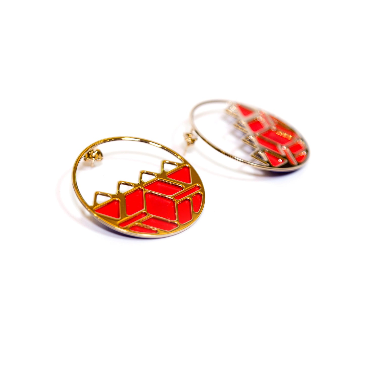 Inca Gold Finish Leather Corail Taupe Earrings
