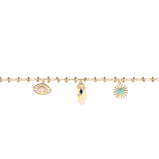 Bracelet Felicidada Chain Gold Laque Blue Night