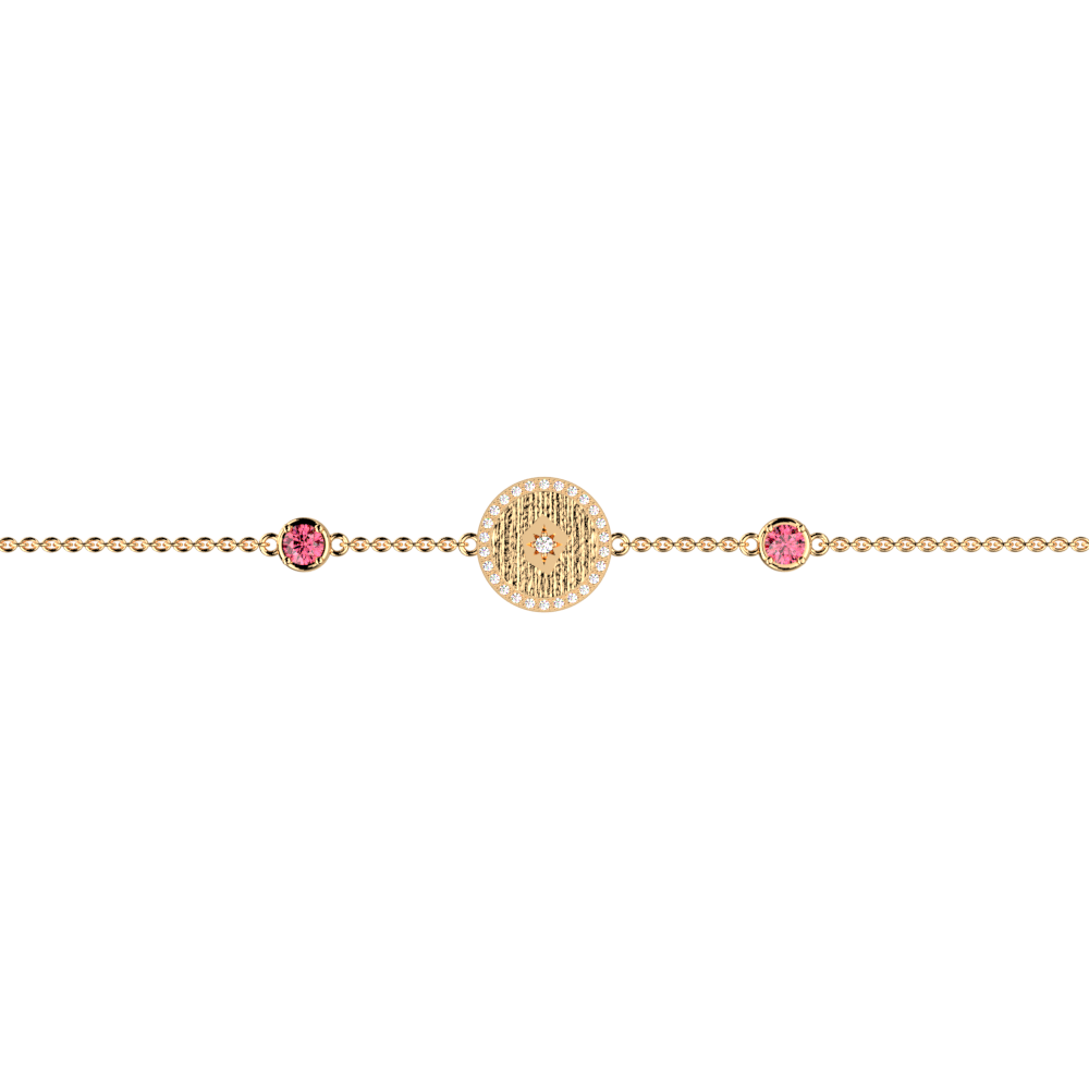 Bracelet Birthstones Gold Pink