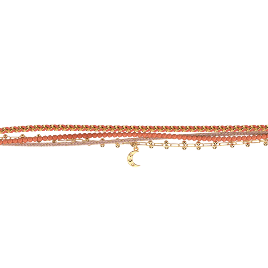 Bracelet Mia Perles Orange Chain Gold