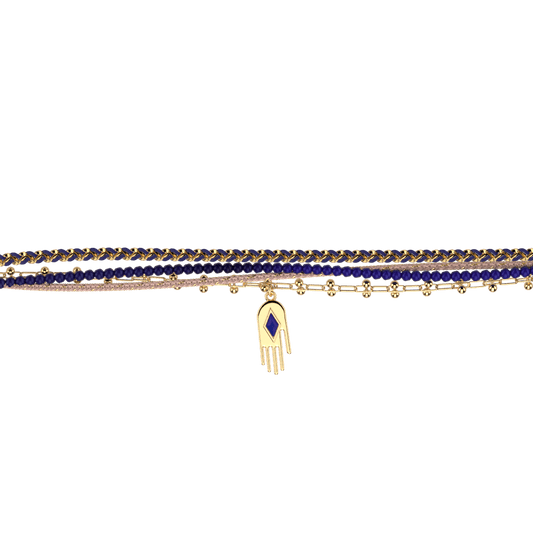 Bracelet Mia Perles Blue Chain Gold