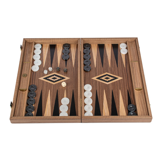Handmade American Walnut Inlaid Backgammon With Black Oak Points