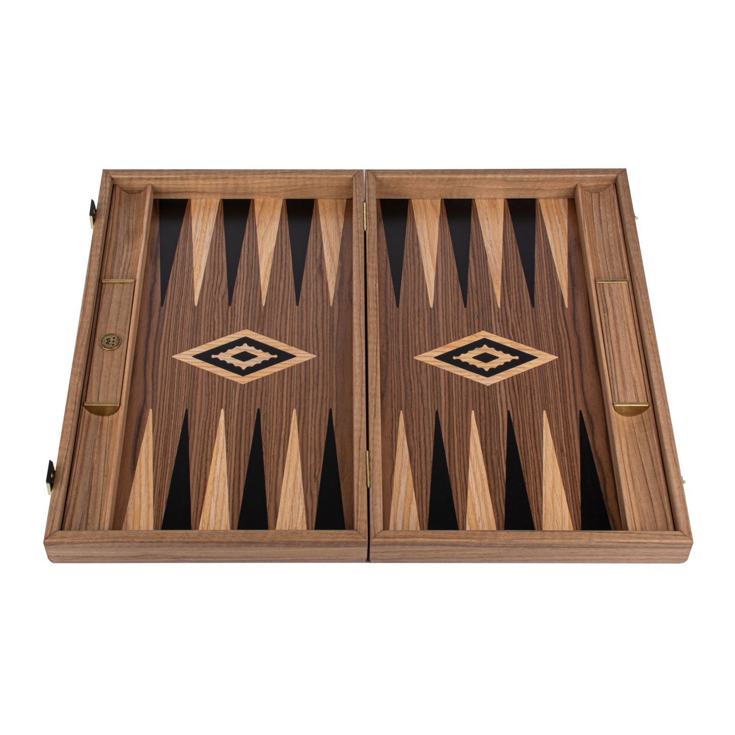 Handmade American Walnut Inlaid Backgammon With Black Oak Points