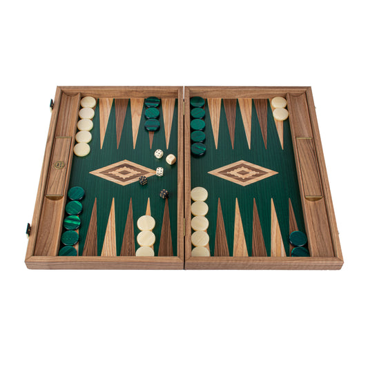 Handmade American Green Walnut Inlaid Backgammon With Walnut Oak Points