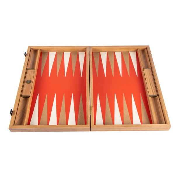 Premium Leatherette Cinnabar Red Backgammon Set