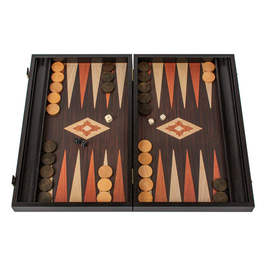 Handcrafted Wenge Replica Wood Backgammon Set with Side Racks - Classic Design and Quality Materials