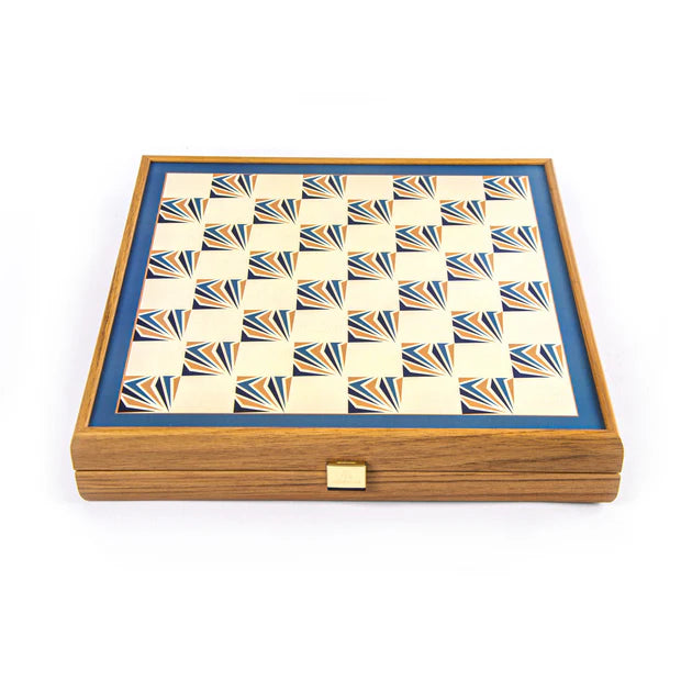Navy Blue 4-in-1 Combo Game Set: Chess, Backgammon, Ludo & Snakes