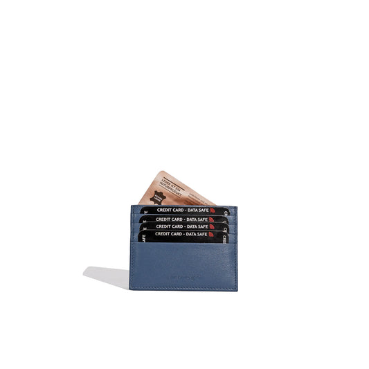 Card Case Small Leather Blue