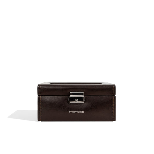 Watch Case Glass Cover Brown Synthetics For 6 Watches