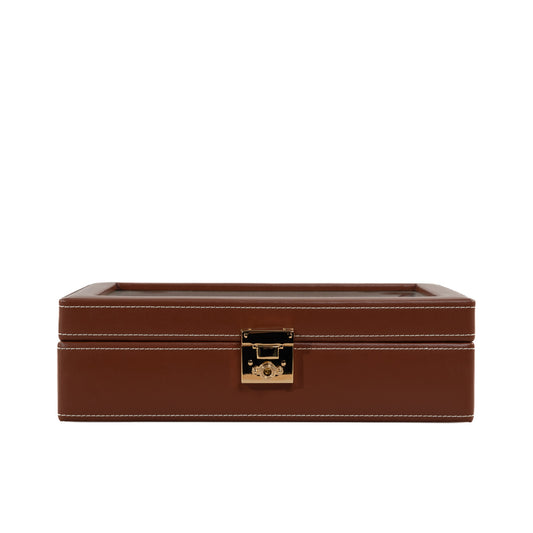 Watch Case Glass Cover Brown For 10 Watches