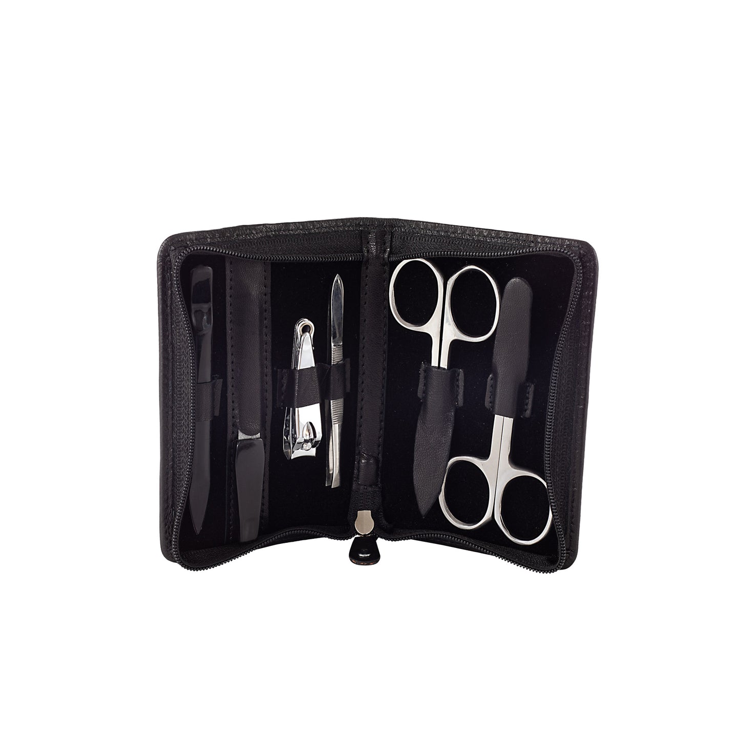 Zip Manicure Case Big Black Leather
