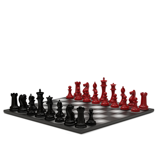 Neochess Hand Carved Wooden Series Red vs Black With Wooden Gradiant Square Board