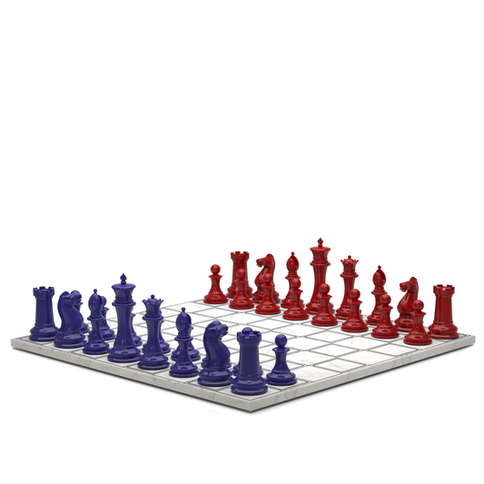 Neochess Hand Carved Wooden Series Red vs Blue With Marble Grid Board