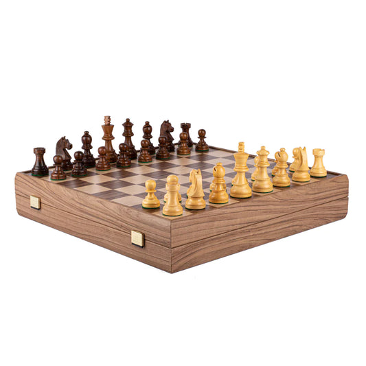 WALNUT Chess set 43x43cm with Staunton Chessmen