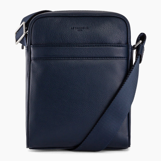 Charles medium cross body bag in pebbled leather - Twilight Blue