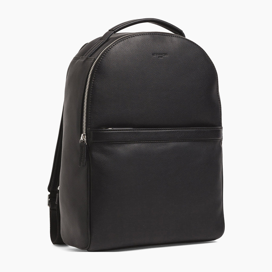 Charles Zipped Back Pack Leather Black