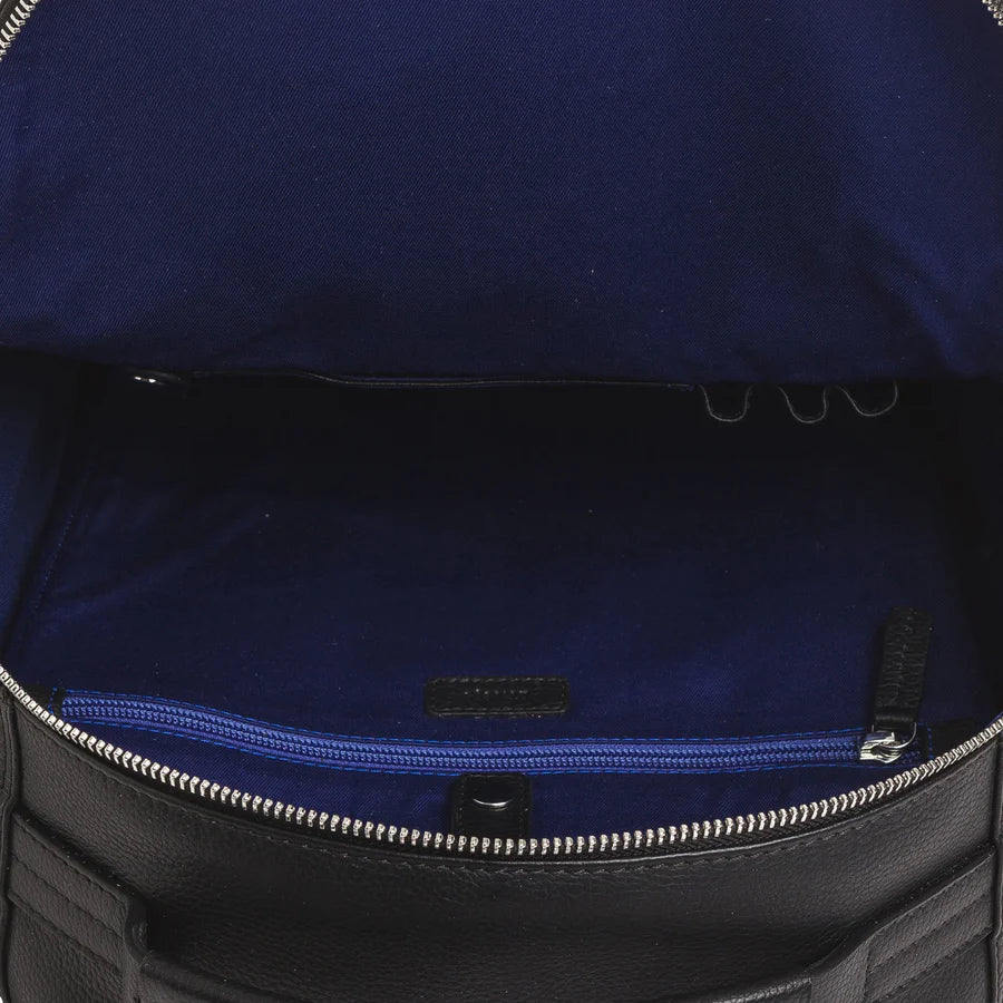 Charles Zipped Back Pack Leather Black