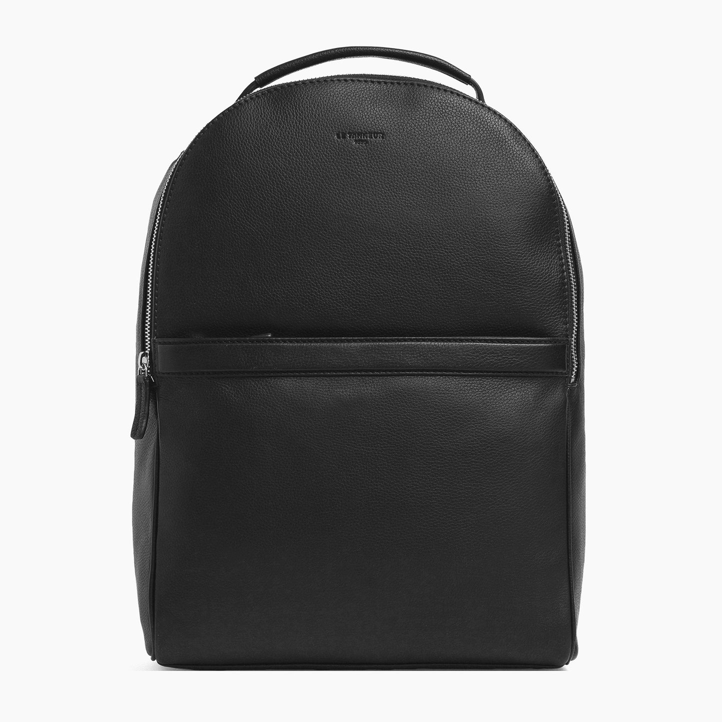 Charles Zipped Back Pack Leather Black