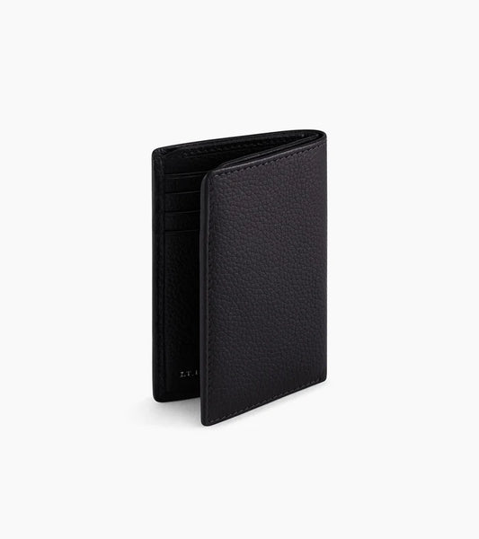 Small Card Holder In Black Grained Leather