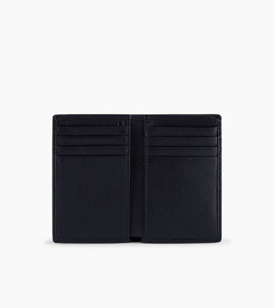 Small Card Holder In Black&Blue Grained Leather