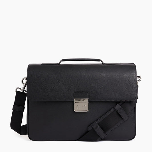 Charles 15" Briefcase With 2 gussets in pebbled leather