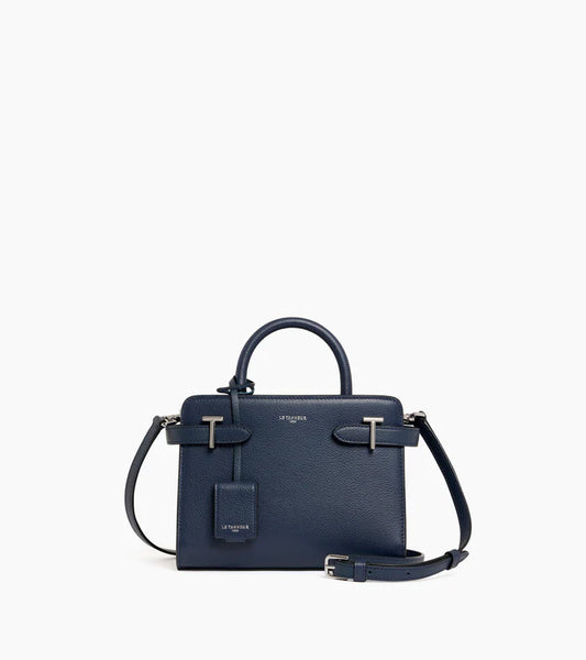 Small Handbag In Grained Twilight Blue Leather