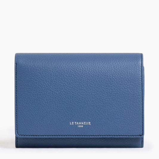 Emilie Wallet Zipped Coin Pocket With Le Tanneur Logo Horizon Blue