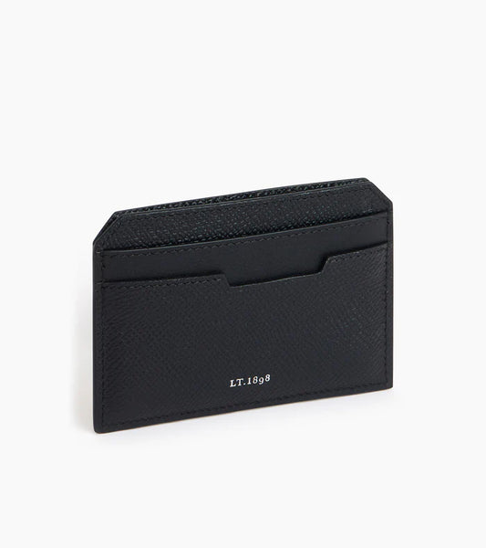 Small Card Holder In Black Cross Grained Leather