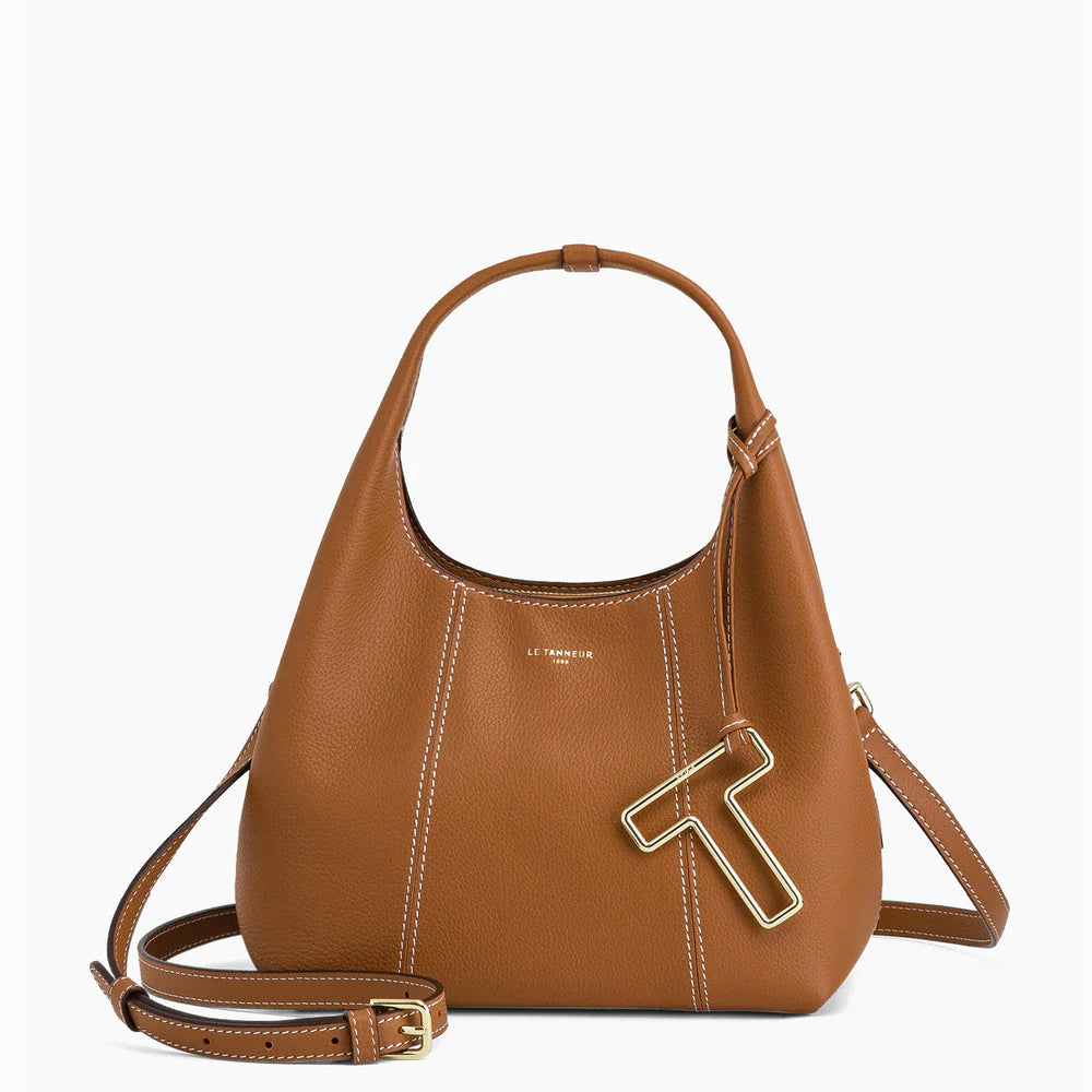 Juliet Small Handbag Brown Grained Leather With Uncut Lines