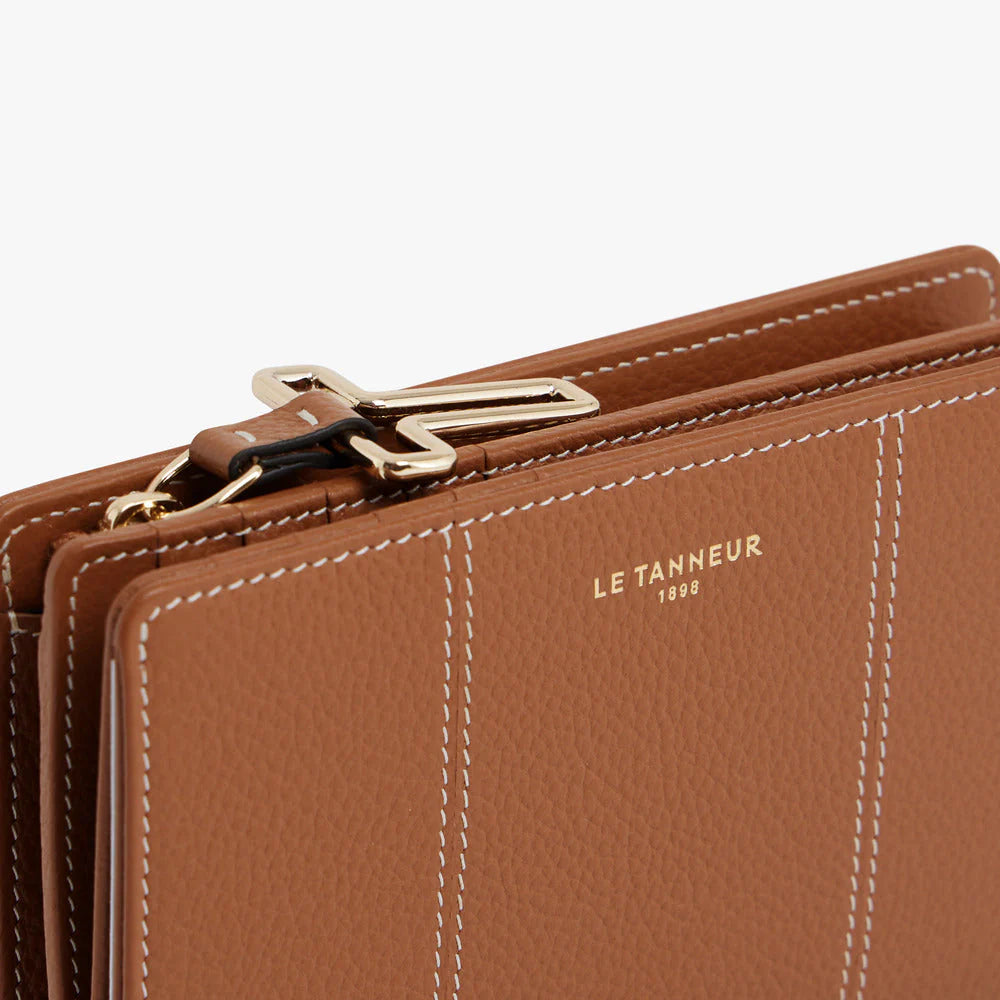 Juliet Brown Medium Wallet With Snap Closure Zip Coin Pocket