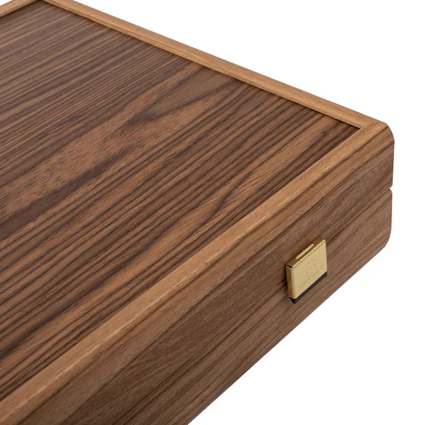 Handcrafted Oak & American Walnut Backgammon Set - Elegant Marquetry Design
