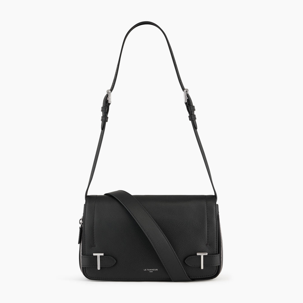 Simone Small Bag With Crossbody Strap In Grained Leather