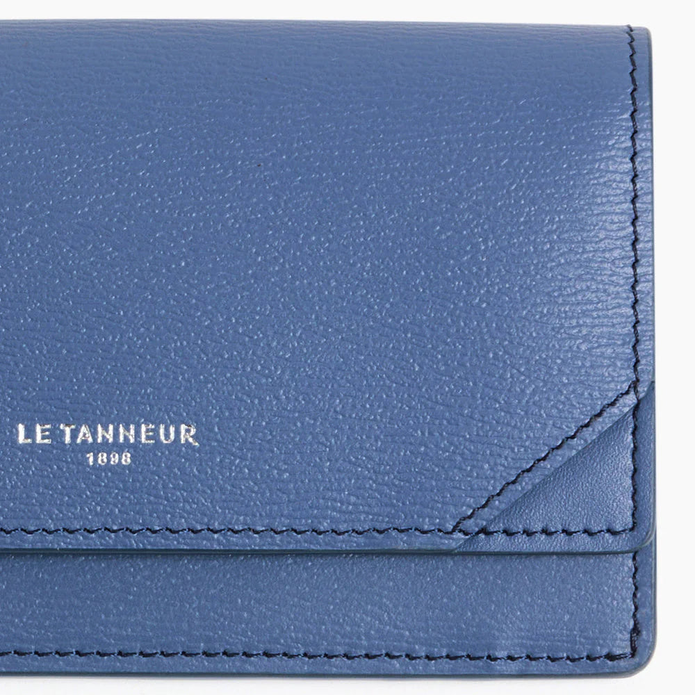 Naya Flap Cardholder In Cork Effect Horizon Blue Leather