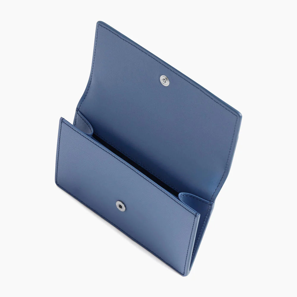 Naya Flap Cardholder In Cork Effect Horizon Blue Leather