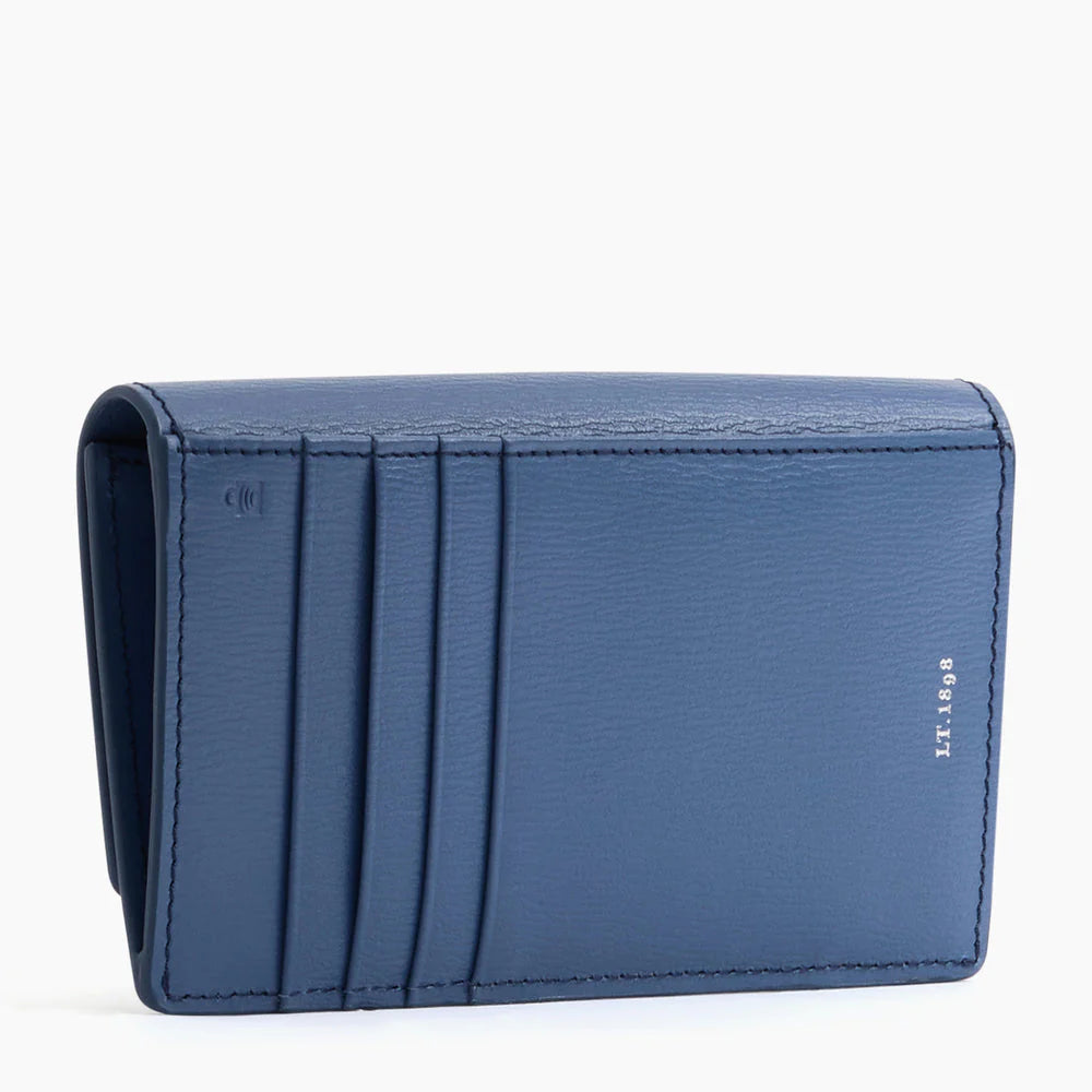 Naya Flap Cardholder In Cork Effect Horizon Blue Leather