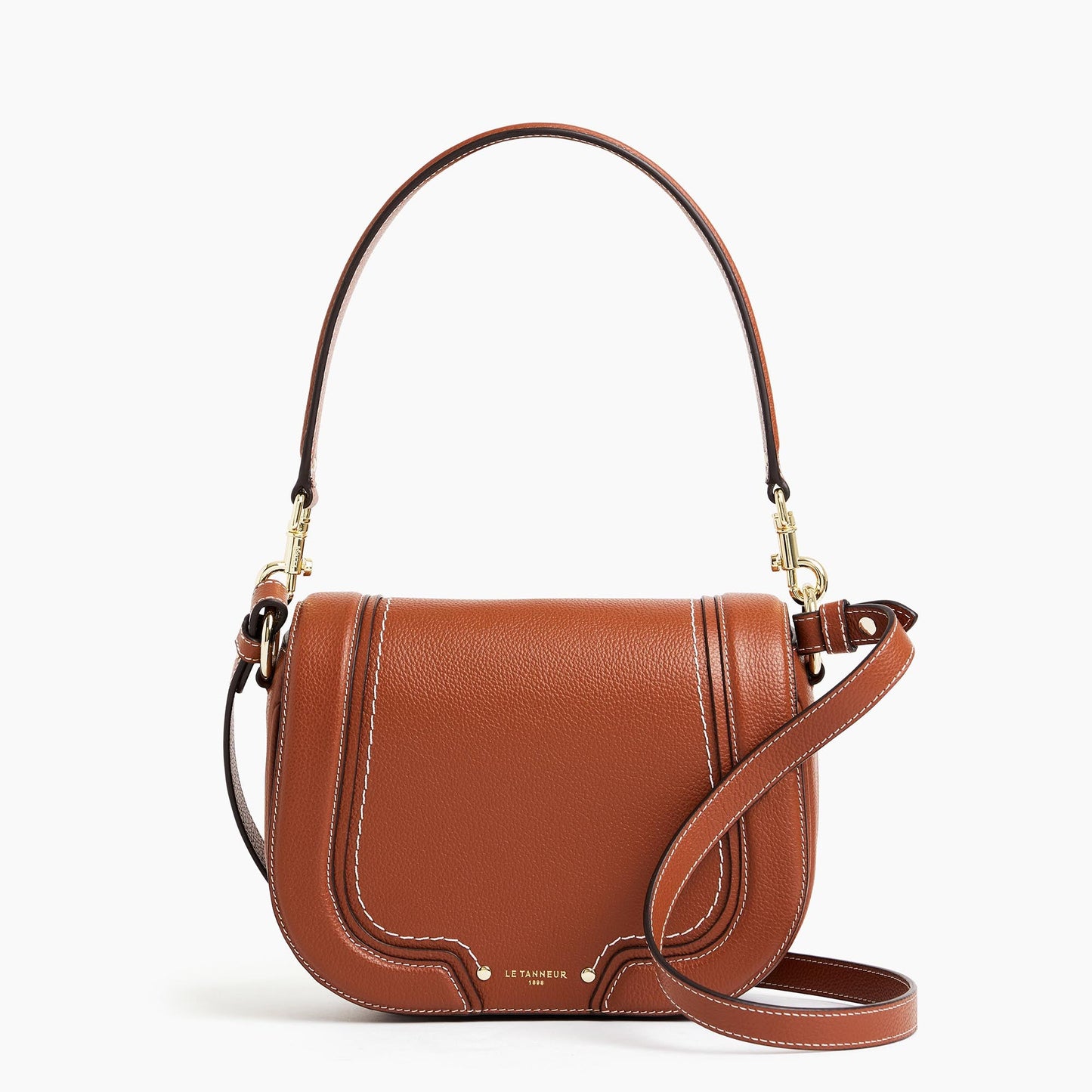 Ella Medium Crossbody Bag In Grained Leather - Brown Mahogany