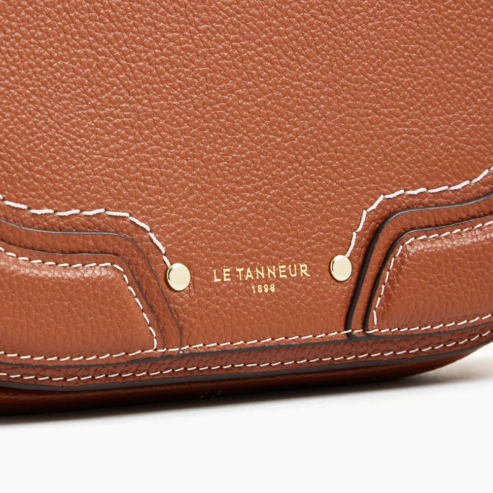 Ella Medium Crossbody Bag In Grained Leather - Brown Mahogany