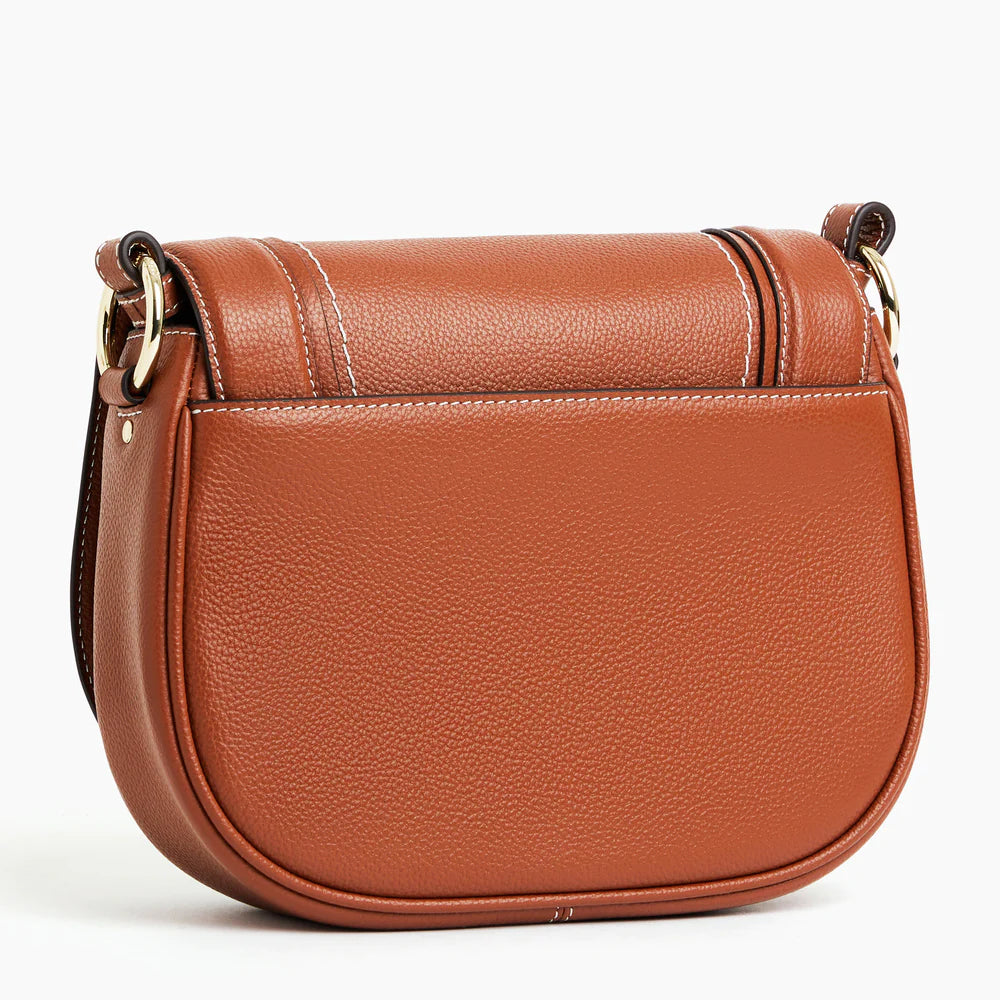 Ella Medium Crossbody Bag In Grained Leather - Brown Mahogany