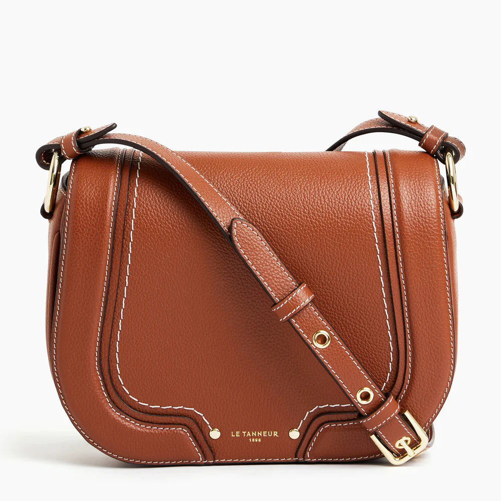 Ella Medium Crossbody Bag In Grained Leather - Brown Mahogany