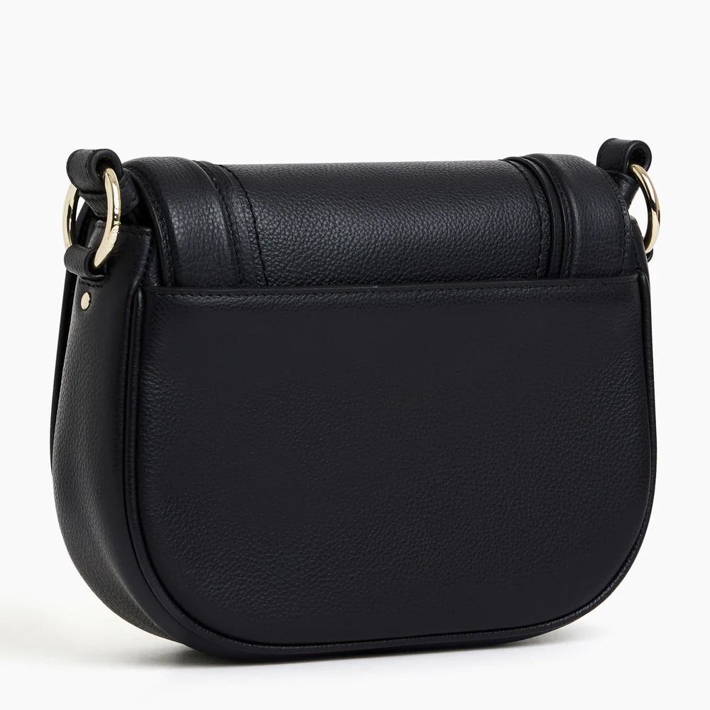 Ella Medium Crossbody Bag In Grained Leather - Black
